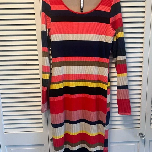 SOLD Tracy Reese Multicolor Striped Long Sleeve Dress - Picture 3 of 6